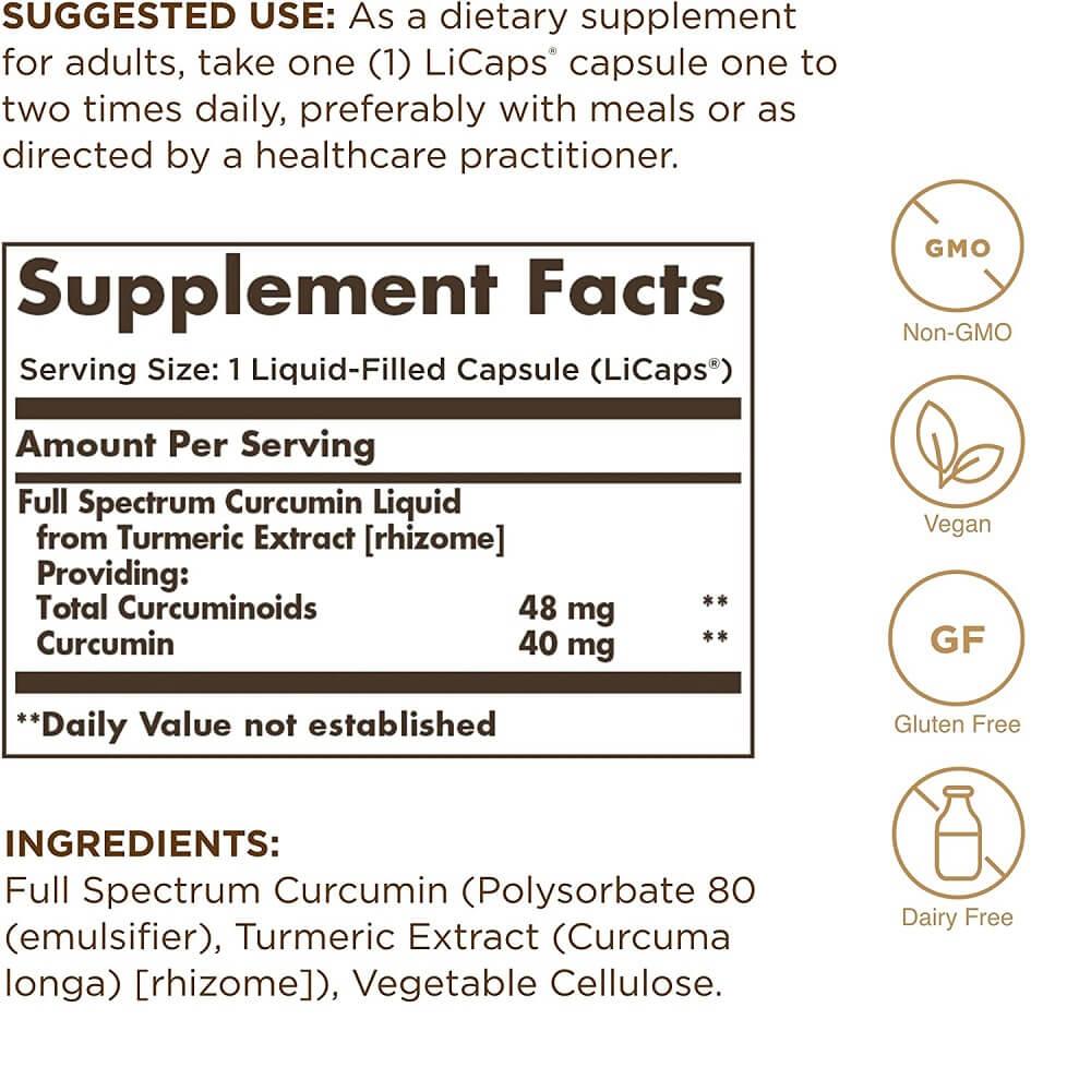 Solgar Full Spectrum Curcumin Liquid Extract (60 Licaps) - Buy at New Green Nutrition