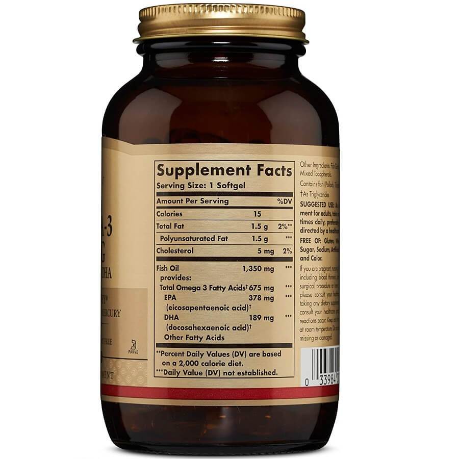 Solgar Kosher Omega 3 EPA & DHA 675 mg (100 Softgels) - Buy at New Green Nutrition