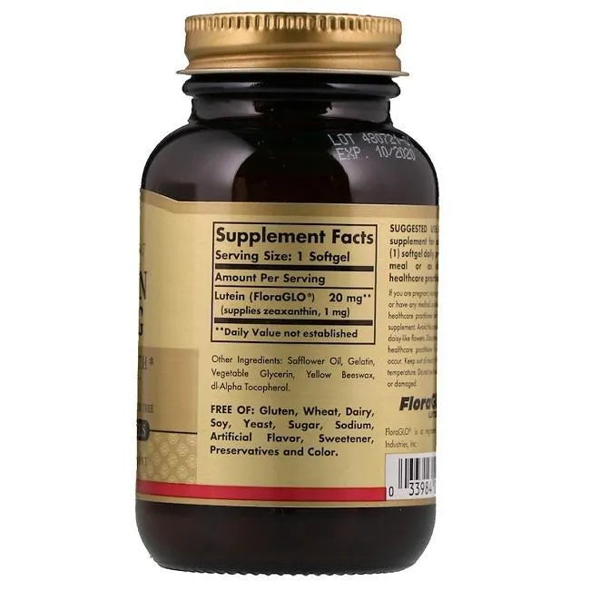 Solgar Lutein 20 MG, Eye Health (60 Softgels) - Buy at New Green Nutrition