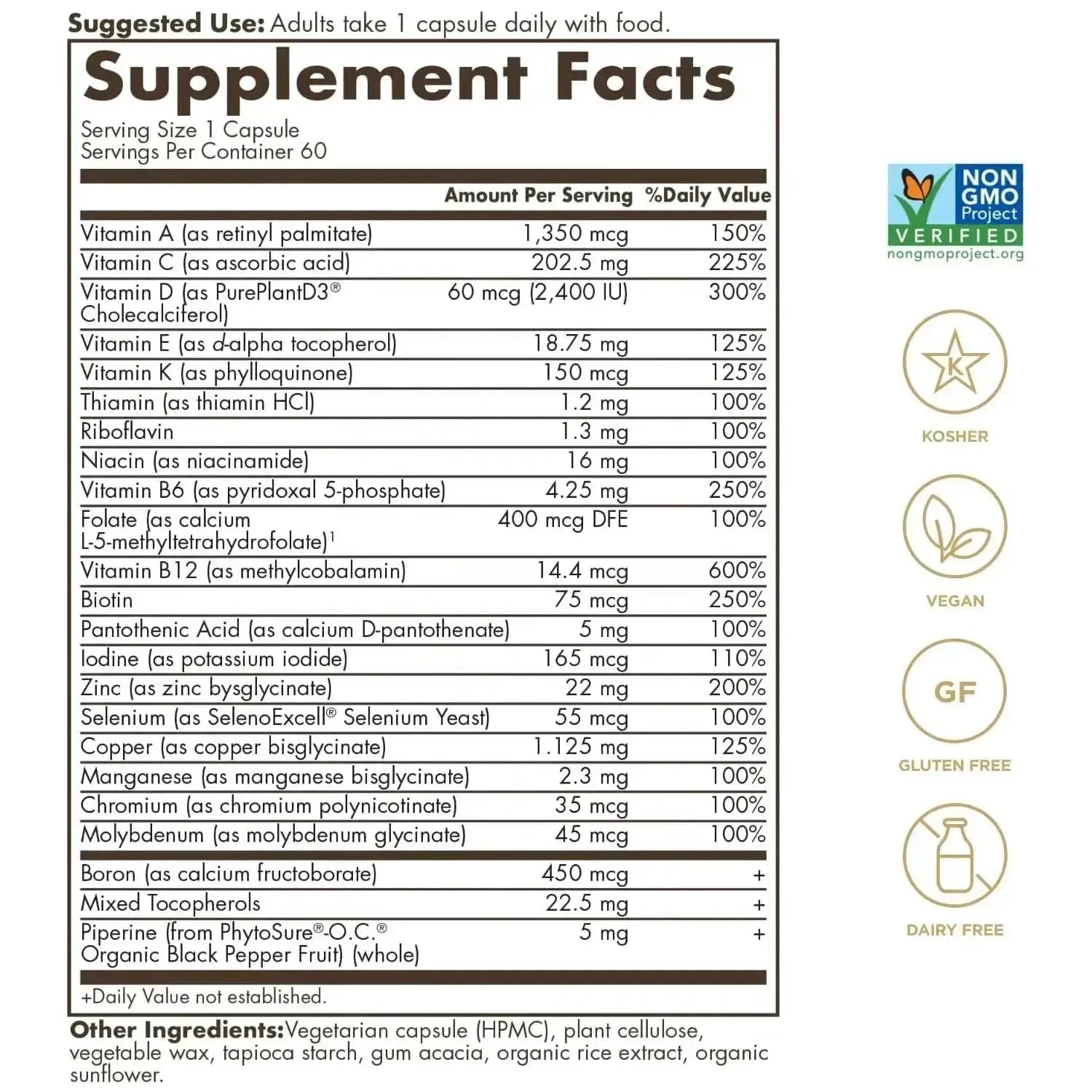 Solgar One DailyMen's Multi 50+Whole Body (60 Capsules)