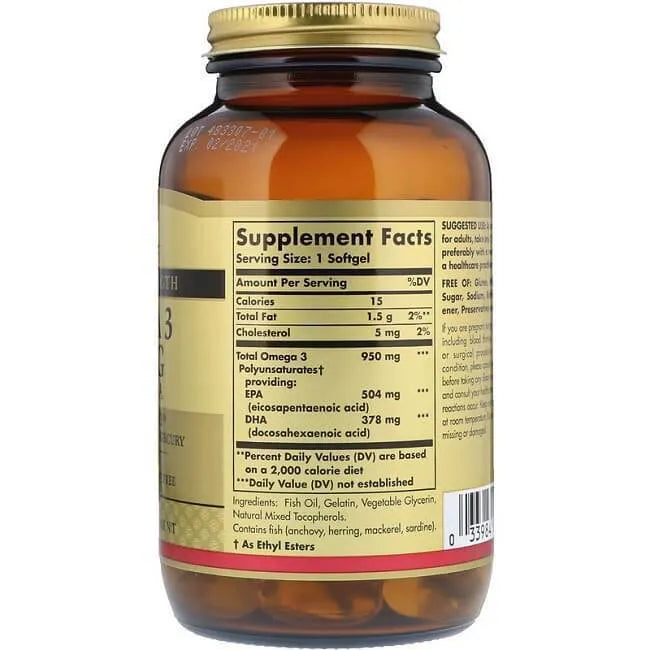 Solgar Triple Strength Omega 3 EPA & DHA 950 MG (100 Softgels) - Buy at New Green Nutrition
