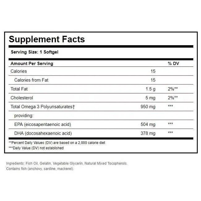 Solgar Triple Strength Omega 3 EPA & DHA 950 MG (100 Softgels) - Buy at New Green Nutrition