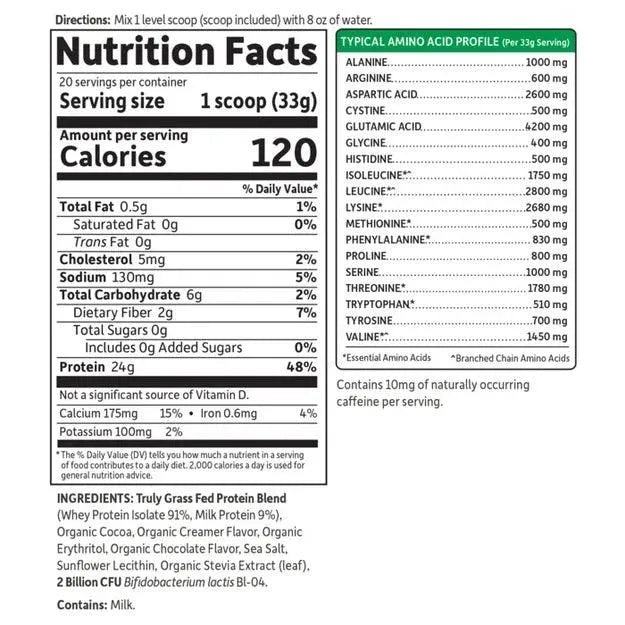 SPORT Certified Grass Fed Whey Powder - Chocolate - Buy at New Green Nutrition