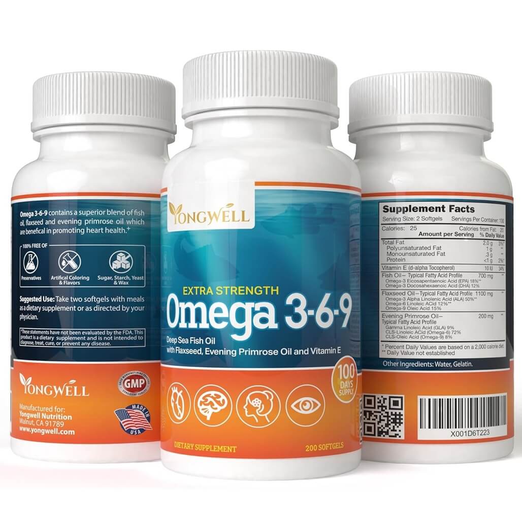 Triple Strength Omega 3-6-9 Fish Oil (200 Softgels) - Buy at New Green Nutrition