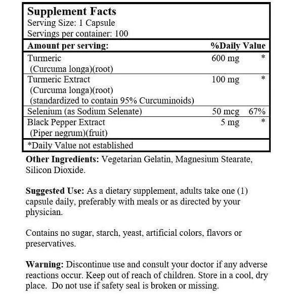 Turmeric Curcumin with Black Pepper (100 Veggie Capsules) - Buy at New Green Nutrition