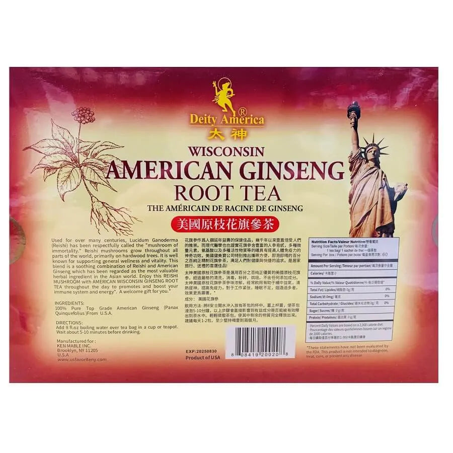Wisconsin American Ginseng Root Tea (60 Tea Bags) - Buy at New Green Nutrition