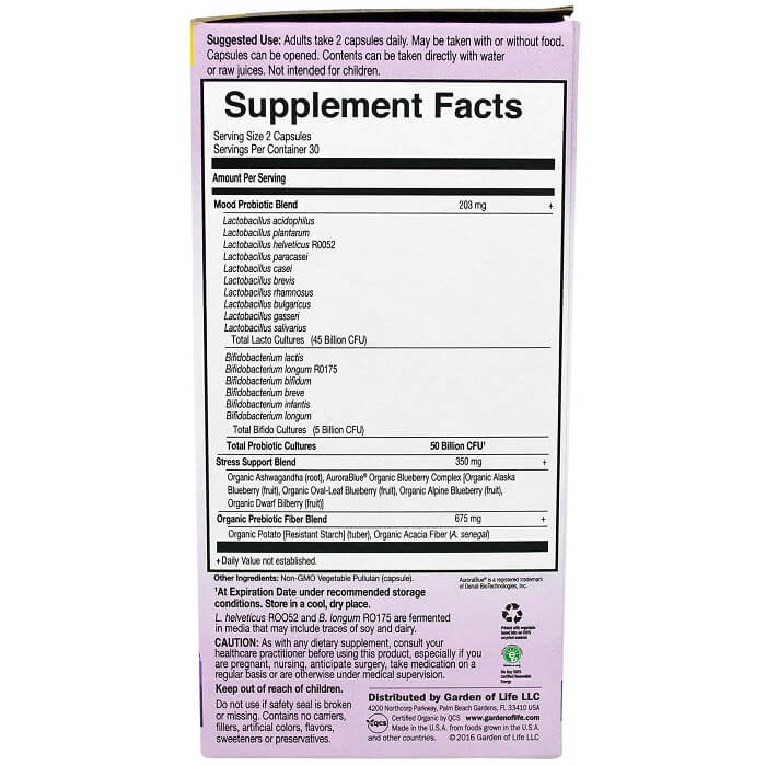 Garden of Life Dr. Formulated Probiotics Mood+ (60 Veggie Capsules) - Buy at New Green Nutrition