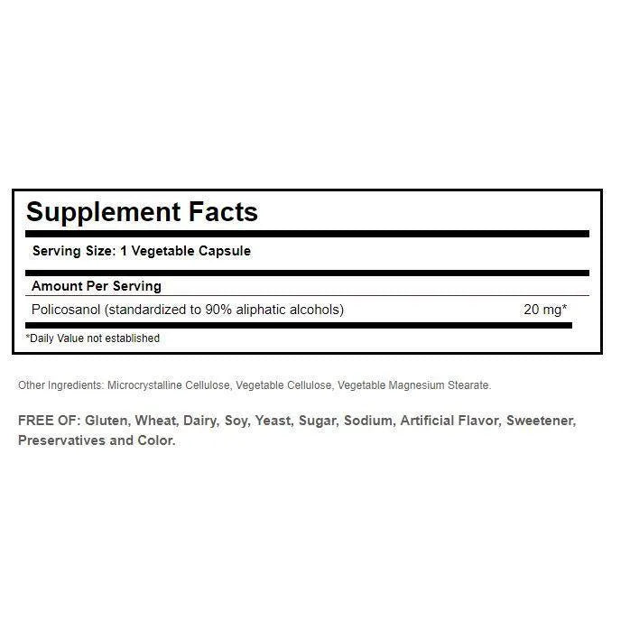 Solgar Policosanol 20mg (100 Vegetable Capsules) - Buy at New Green Nutrition